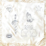 KITTEN DAGGER TATTOO SCARF